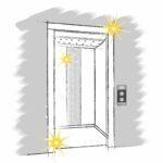 Dessin d'un ascenseur modernisé.